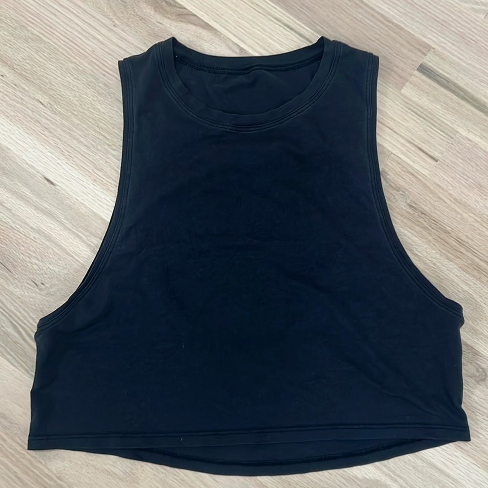 Lululemon black cotton workout crop tank 4